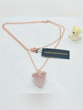 Rebecca Minkoff Rose Gold Pink Teardrop Pendant Necklace